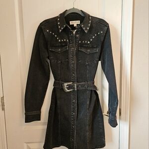 Idyllwind Western Studded Black Denim Belted Dress